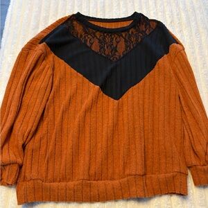 Orange and Black Lace Sweater